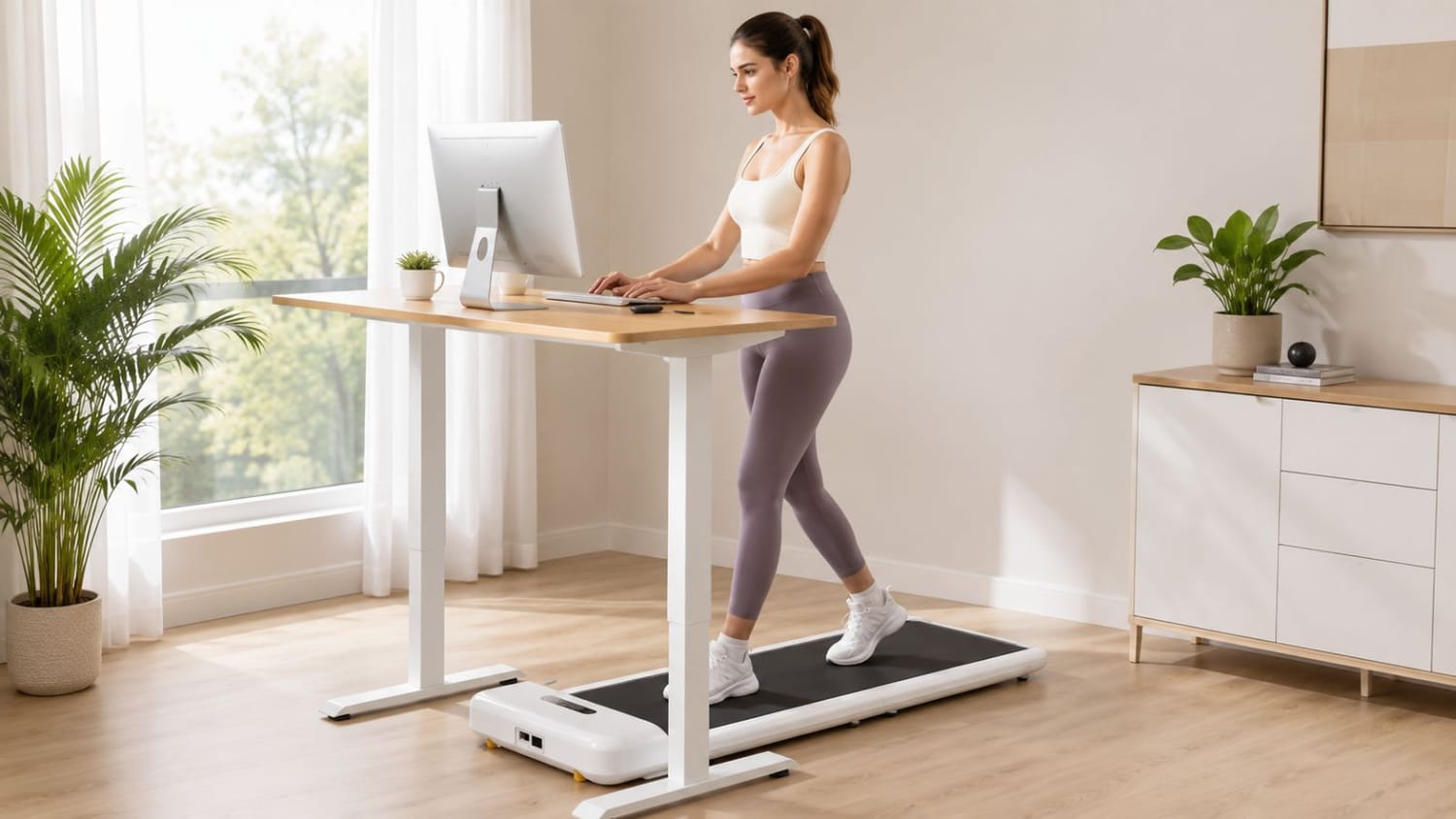 WalkingPad C2 under desk treadmill setup for small spaces