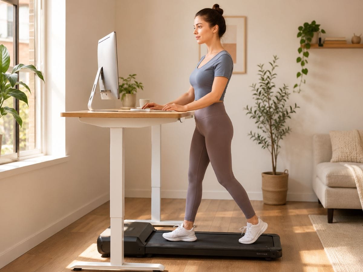 Working from home while walking on a walking pad — 8000 steps WFH routine