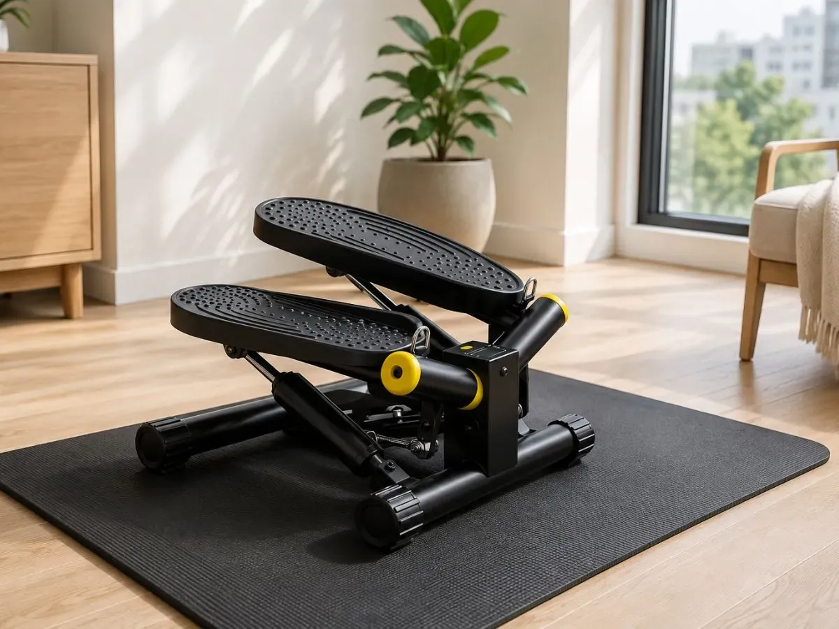 ZIWWVY Mini Twist Stepper in a minimalist apartment workout corner
