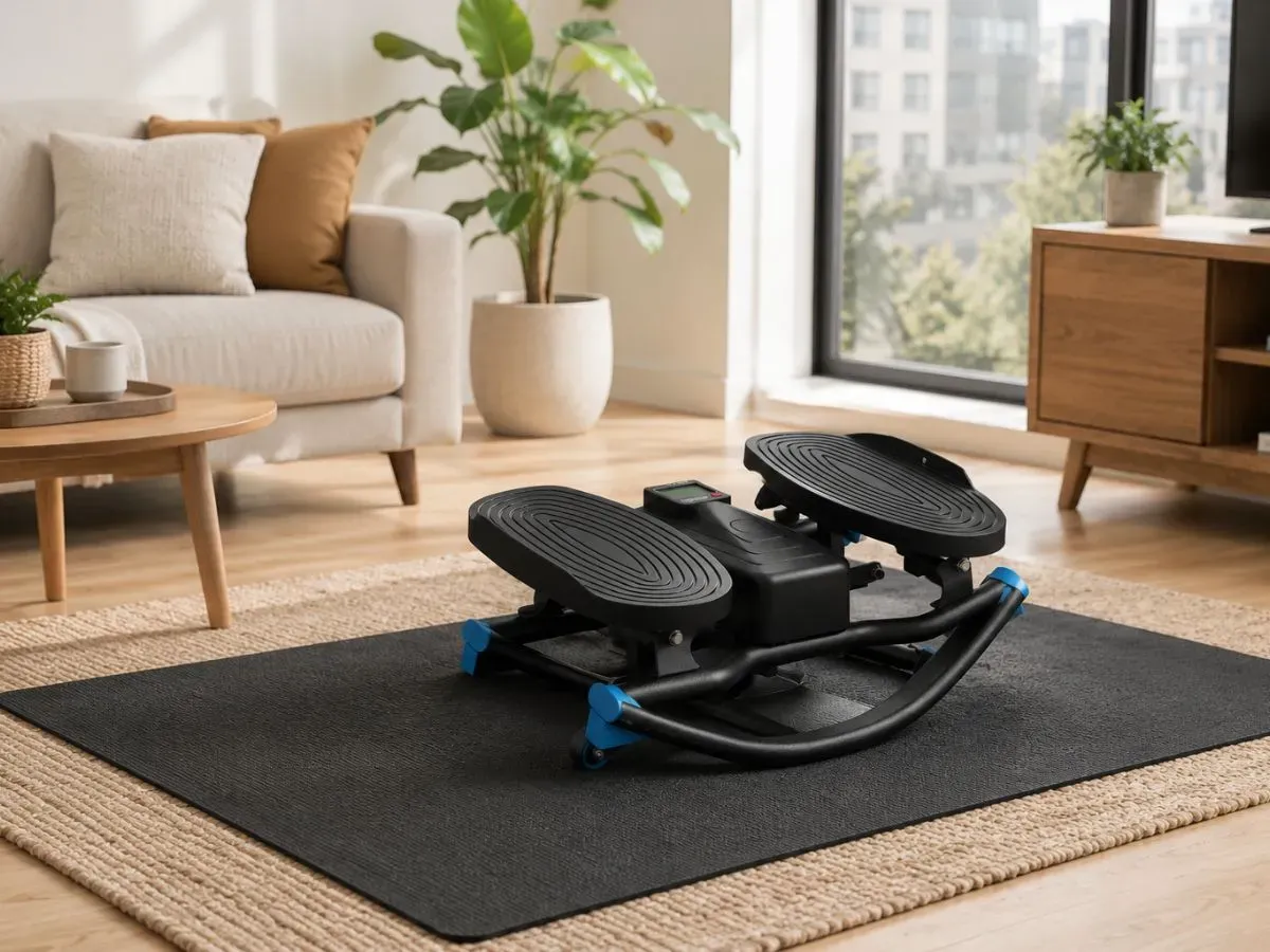 MERACH Rocking Stepper on a protective mat inside a modern apartment