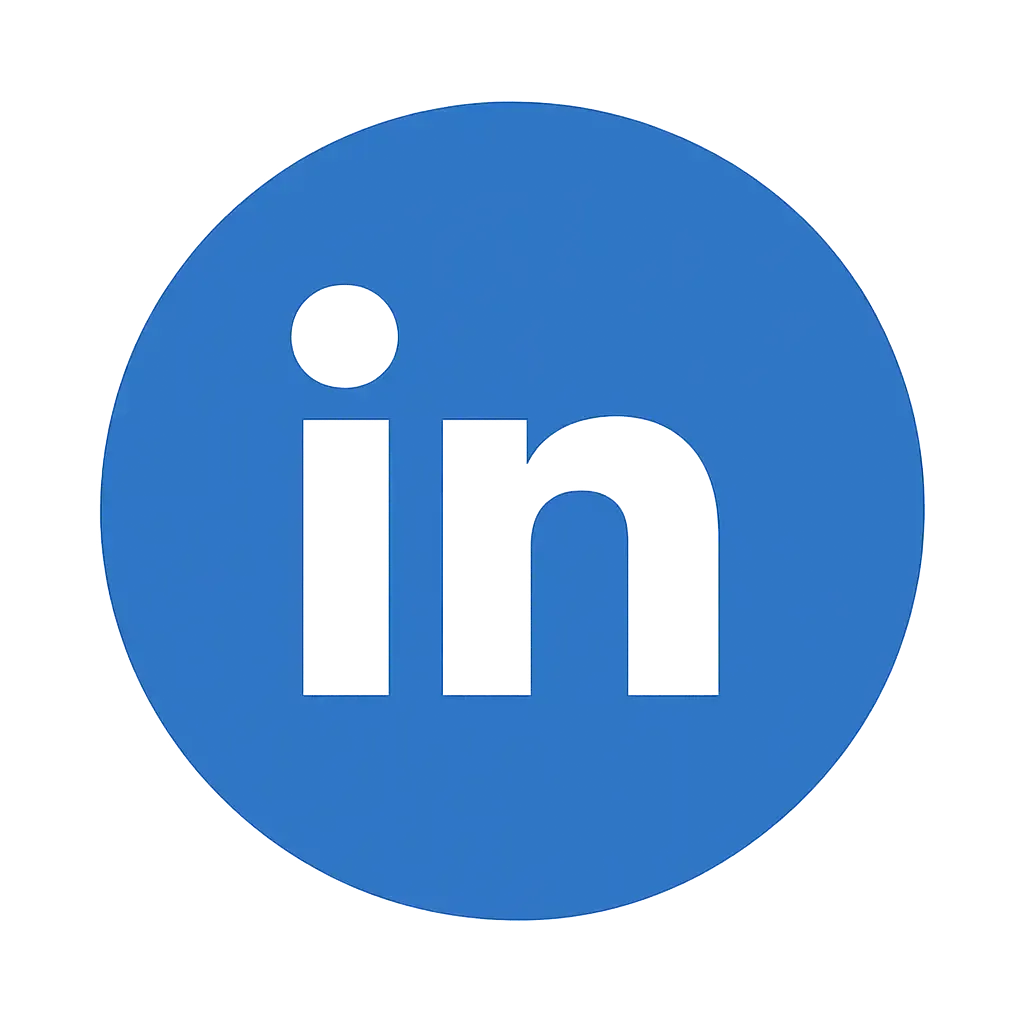 LinkedIn лого икона - плава позадина со белите букви 'in' за професионално вмрежување