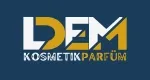 Logo DEM Kosmetik Parfüm na plavoj pozadini sa belim i zlatnim slovima.Chogan business logo - prilika za finansijsku nezavisnost kroz prodaju kvalitetnih parfema