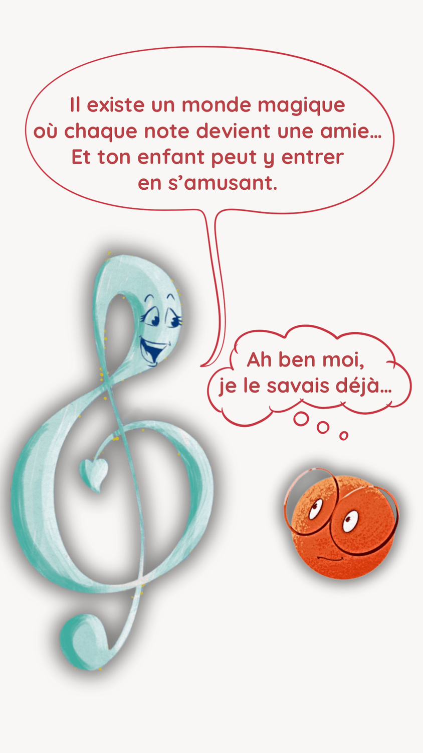 Il existe un monde magique où chaque note devient une amie et ton enfant peut y entrer en s'amusant. Ah ben moi, je le savais déjà
