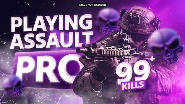 Gaming YouTube thumbnail template neon FPS style bold text