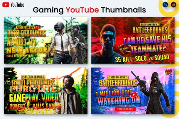 Free editable gaming YouTube thumbnail templates Canva Creative Fabrica