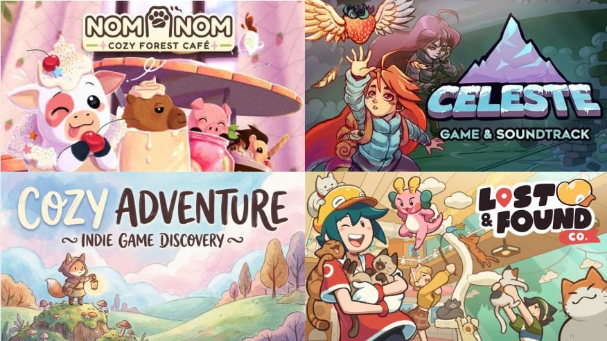 Indie game YouTube thumbnail styles hand-drawn Celeste watercolor cozy aesthetic examples