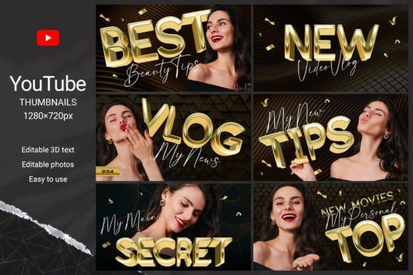Dark moody editorial vlog thumbnail template travel canva