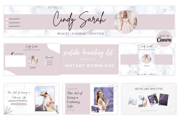 Clean white minimal beauty vlog thumbnail template grwm canva