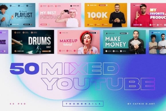 50 Youtube thumbnails bundle kit