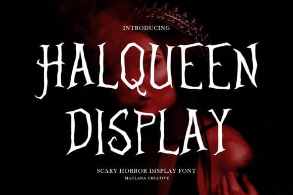 A bold, eye-catching horror-style display font with jagged, dramatic letterforms — built specifically for the kind of eerie, high-impact headline that needs to read as unsettling from across a page.