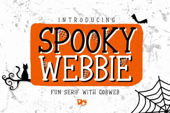 The Halloween font Cobwebs are worked directly into the strokes of each letter — a detail that reads instantly as Halloween without needing extra graphic elements layered on top.  Best for: Haunted house flyers, spooky product labels.