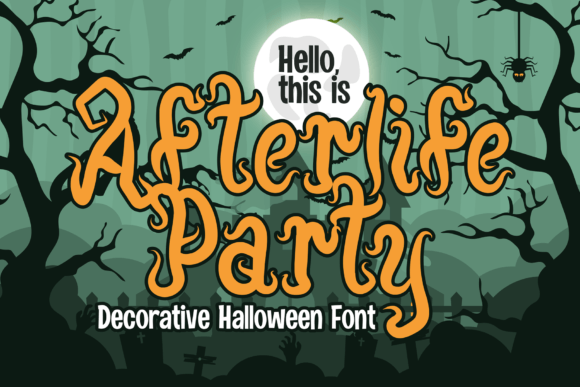 A festive display font that reads more "celebration" than "haunting" — a solid pick when your Halloween content needs to feel upbeat rather than moody.  Best for: Party decor, festive stationery.