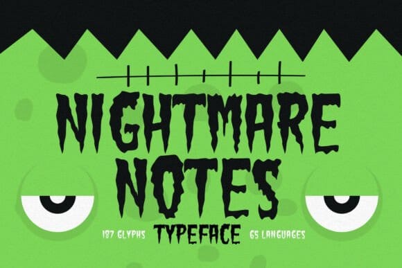 A handwritten-leaning font that mixes cartoon energy with a slightly chaotic, stitched-together feel — inspired more by classic Frankenstein aesthetics than by ghosts or witches.  Best for: Horror movie nights, offbeat Halloween posters.