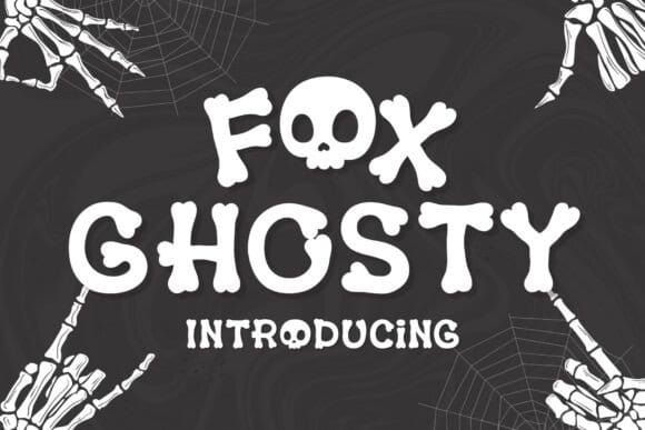 Bone-shaped letters and skull-themed details give this one a cartoonish, hand-drawn charm — spooky in concept font but genuinely playful in execution, closer to trick-or-treat than horror movie.  Best for: Kid-friendly Halloween crafts, trick-or-treat posters, playful greeting cards.