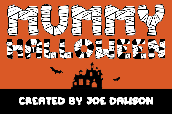 A second mummy-inspired display font from the same designer, with a slightly different letterform structure — useful if you want a Mummy Returns alternative with a bit more weight.  Best for: Bold Halloween headlines, themed packaging.