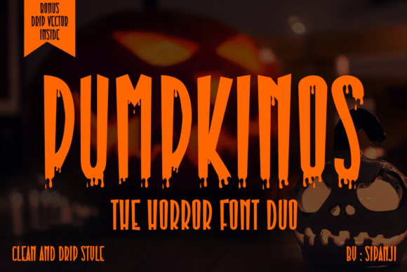 Pumpkin font Comes loaded with special alternate characters, which makes it easy to build varied, non-repetitive combinations across multiple design pieces. Best for: Pumpkin-themed posters, seasonal packaging.