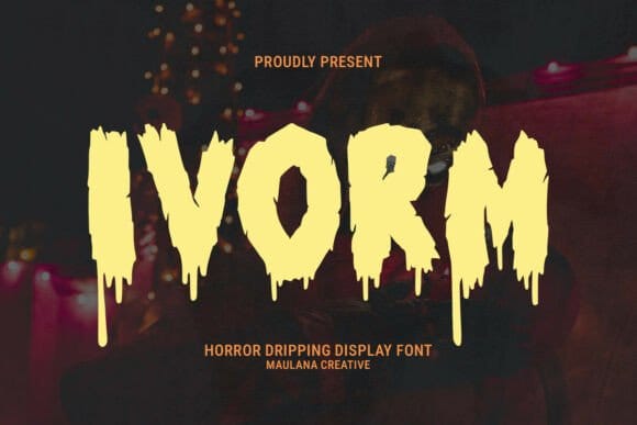 Ivorm bold melting horror display font for Halloween designs