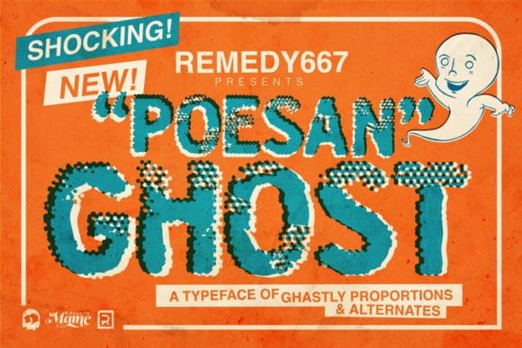 Poesan Ghost bold rustic zine-style Halloween font