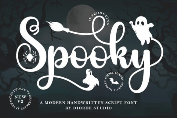 Spooky handwritten script Halloween font