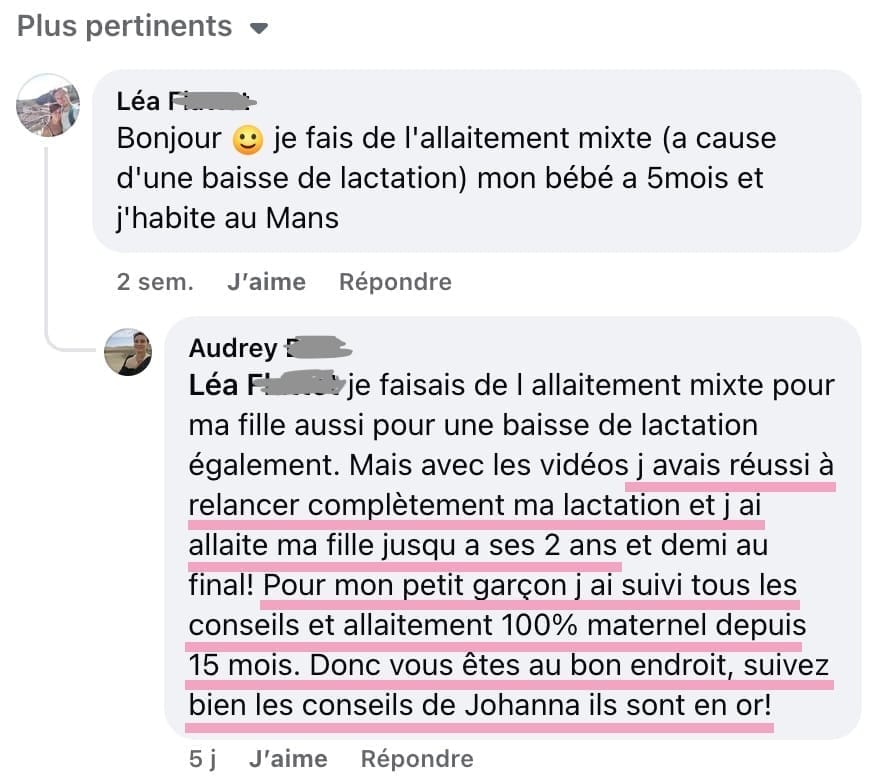 avis formation retour à un allaitement exclusif