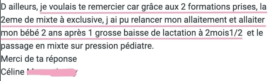 avis formation retour à un allaitement exclusif