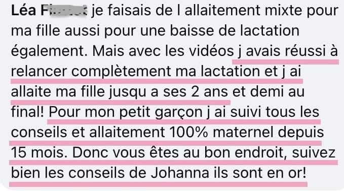 avis formation retour à un allaitement exclusif