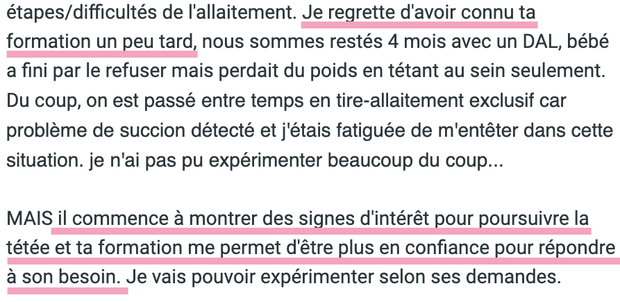avis formation retour à un allaitement exclusif