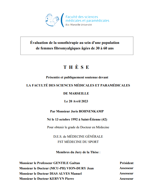 Thèse sur la vibration des diapasons pour fibromyalgiques
