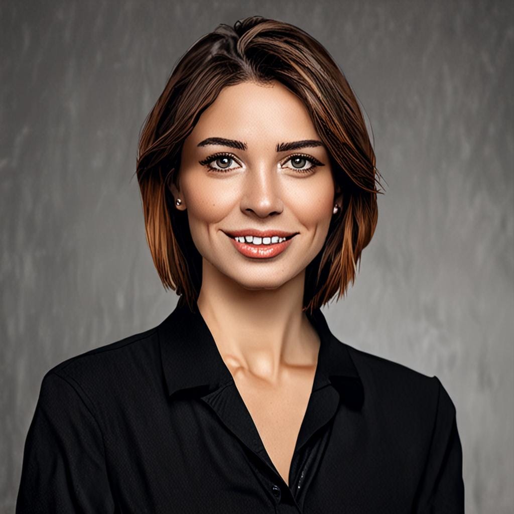 confident woman black blouse portrait