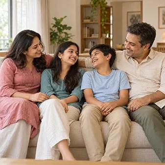 Family spending relaxed time together