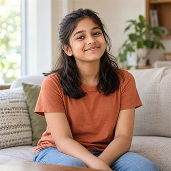 Confident young girl smiling