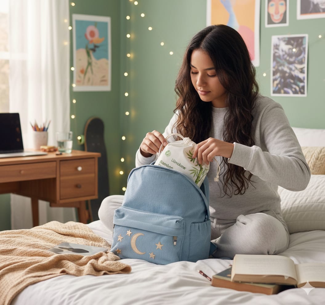 Niña con el kit en su mochila