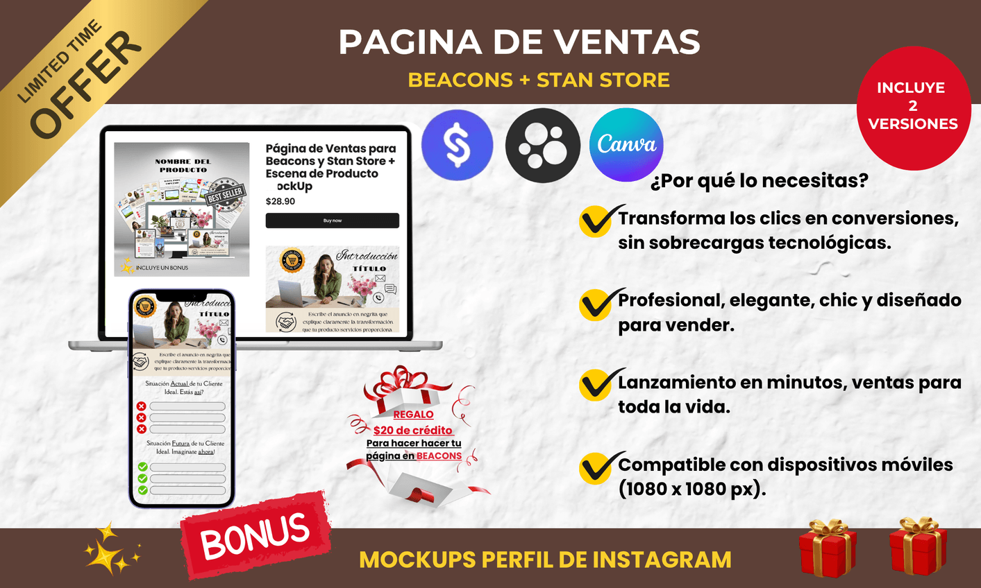 Página de Ventas p/Beacons y Stan Store