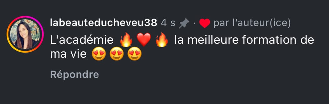 Son commentaire sur Instagram