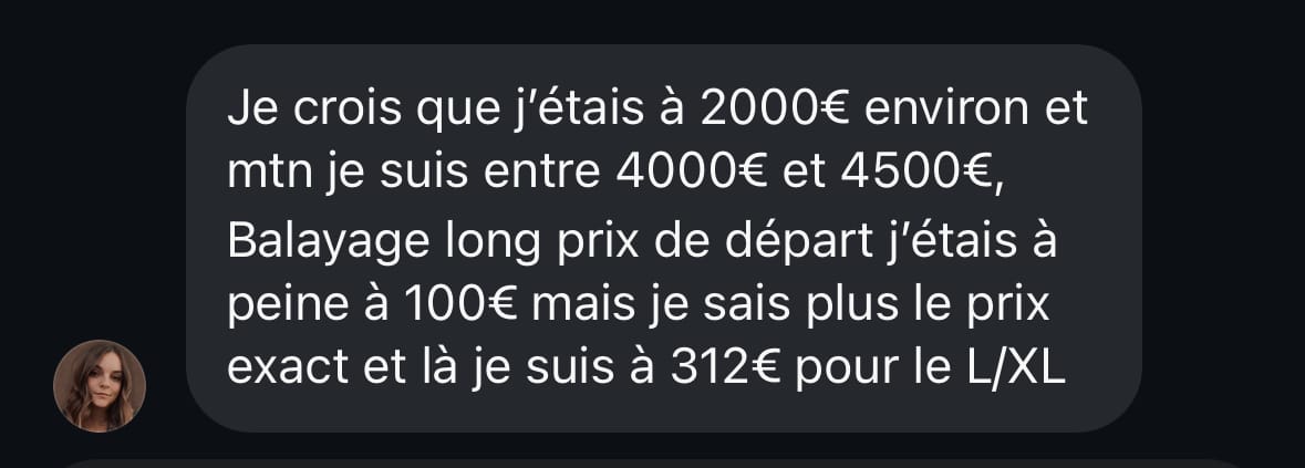 Un balayage long à 312 €, au lieu d'environ 100 €
