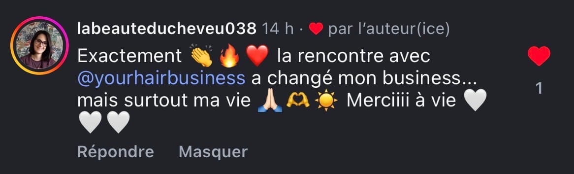 Son commentaire sur Instagram