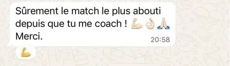 Message d'un élève : le match le plus abouti depuis le début du coaching