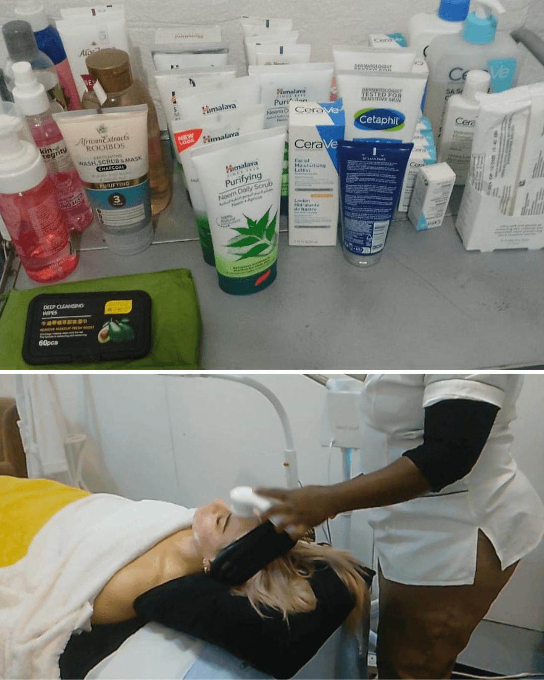 A client receiving a deeply hydrating facial infusion treatment using advanced skincare technology, restoring glow, plumping fine lines, and rejuvenating dry or tired ski