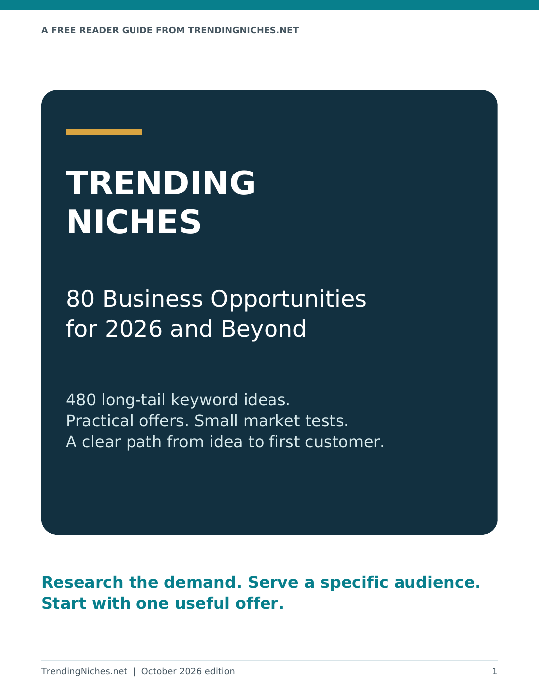 Trending Niches ebook: 80 business opportunities for 2026 and beyond