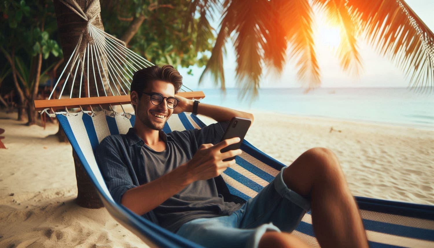 A man is looking at the amount of money he earns from side hustles on his phone
