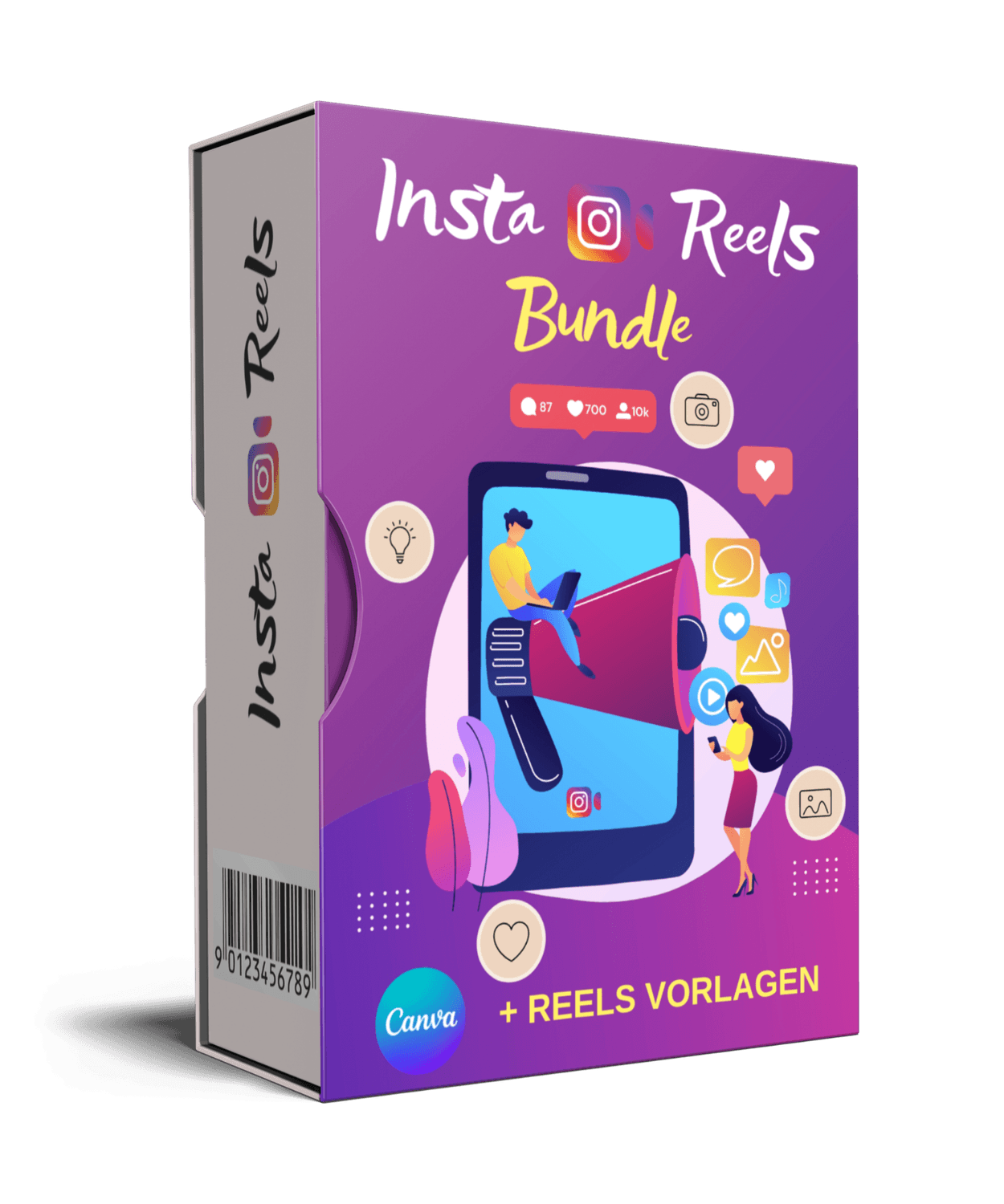 Instagram Reels Bundle – fertige Vorlagen für Canva, um kreative Reels zu erstellen und dein Wachstum auf Instagram zu steigern.