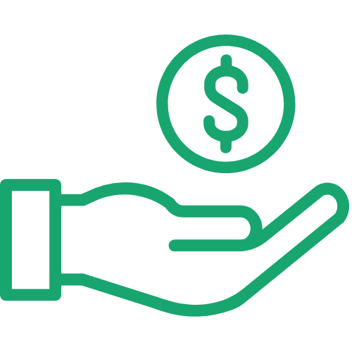 kona zielonego symbolicznego dolara unoszącego się nad dłonią — temat ogarniania finansów.