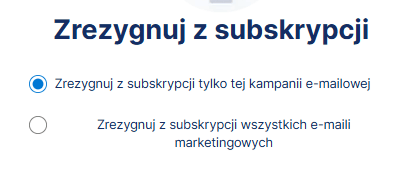 Podgląd fragmentu strony - Zrezygnuj z subskrypcji, z dwiema opcjami