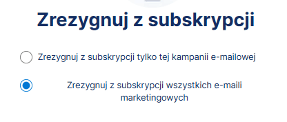 Podgląd fragmentu strony - Zrezygnuj z subskrypcji, z dwiema opcjami