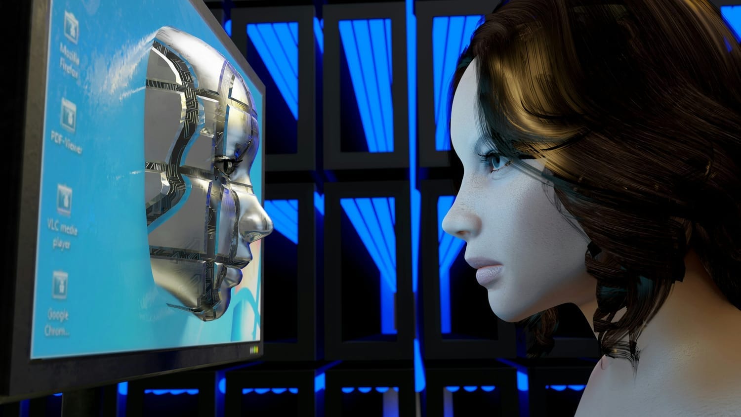 Representación futurista de inteligencia artificial aplicada a la automatización empresarial.