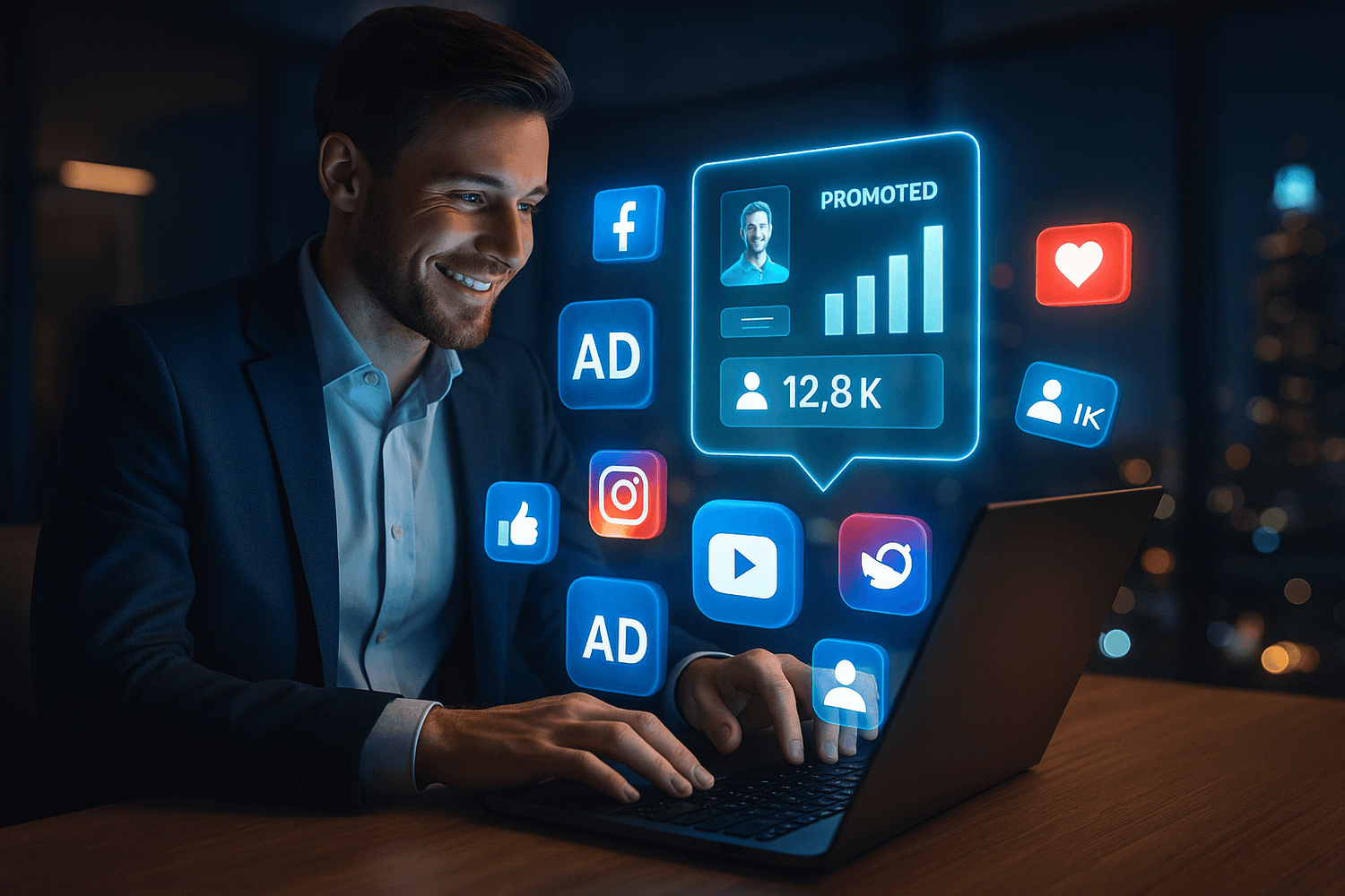 Negocio obteniendo más clientes gracias a publicidad en redes sociales.