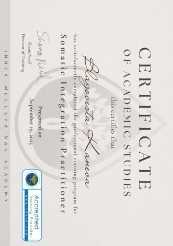 Сертификат за Somatic Integration Practitioner