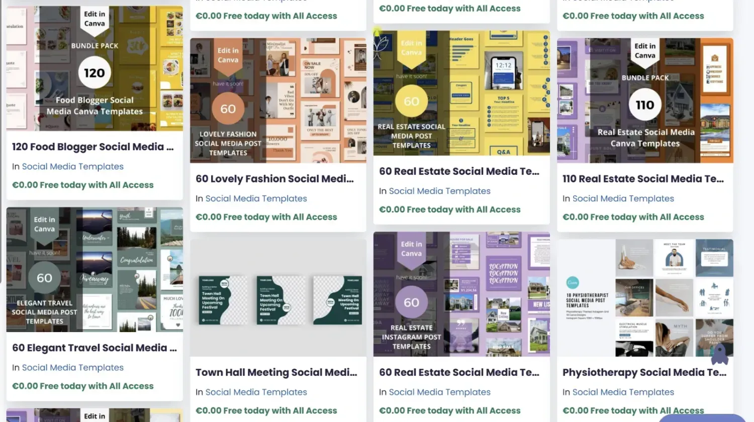 Creative Fabrica Canva templates – social media packs for fashion, real estate, travel, and lifestyle creators.