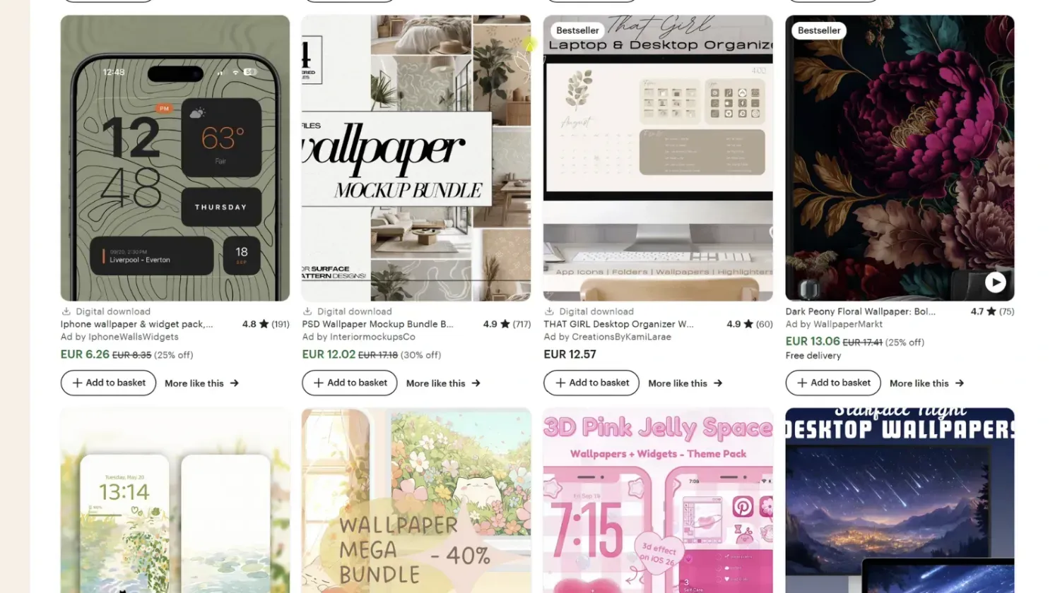 Etsy digital downloads – iPhone wallpapers, desktop organizers, and stylish mockup bundles for phones and laptops.