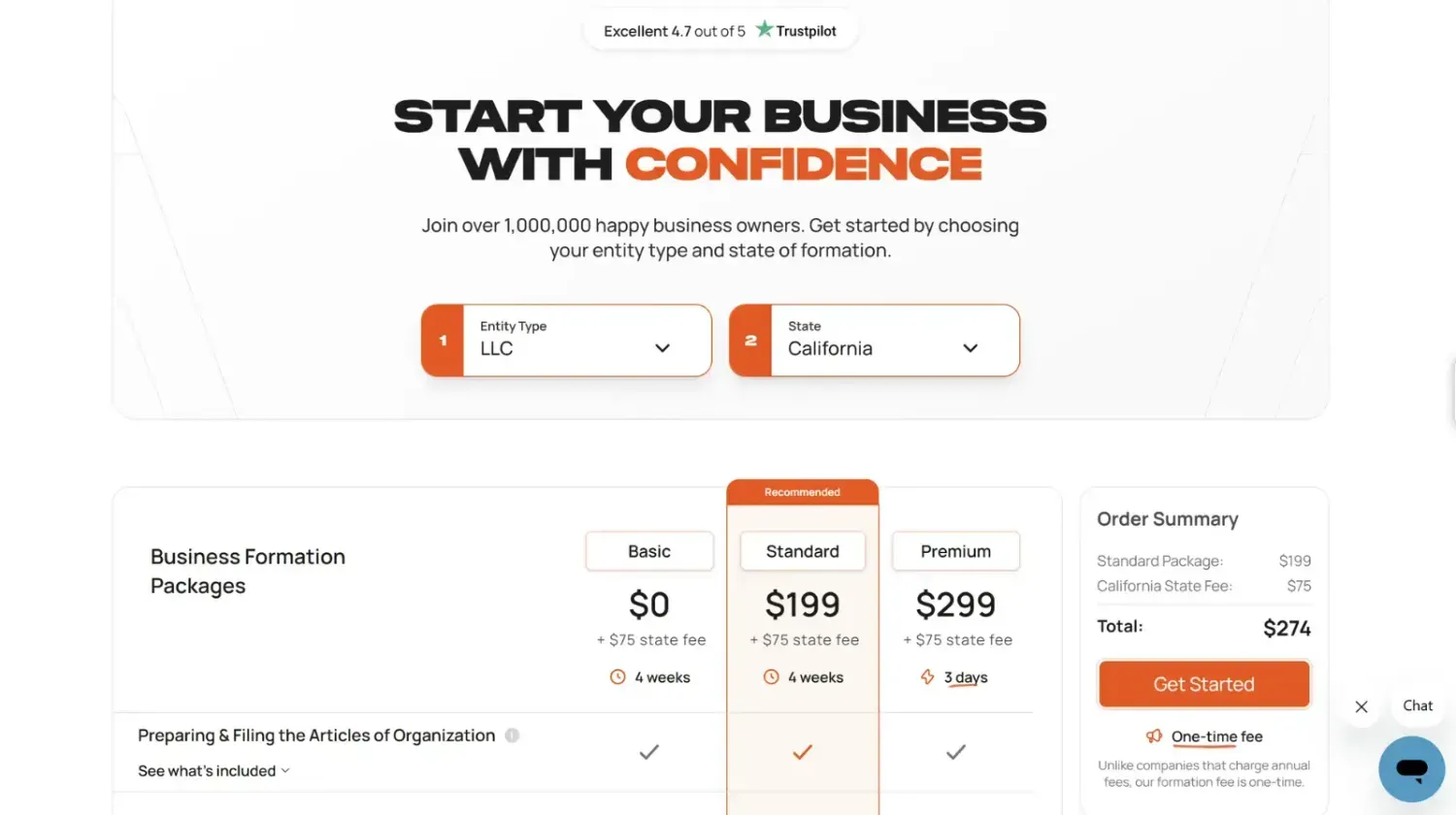 Bizee LLC formation website showing easy online setup process — affordable and fast way to open a U.S. company for creators and entrepreneurs.